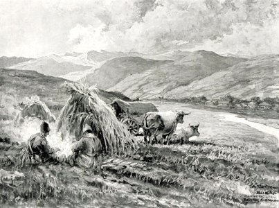 1916 - Albert Reich - Buzau, popas de seara in valea Slanicului - Scheiu p58