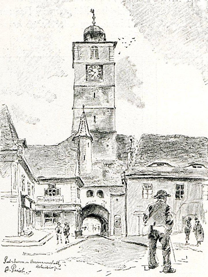1916 - Albert Reich - Sibiu, Turnul cu ceas p6
