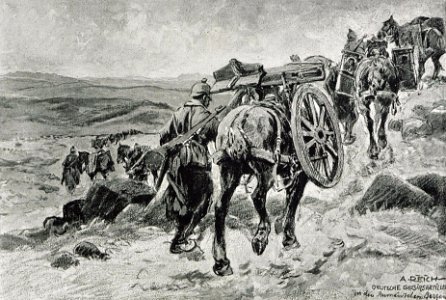 1916 - Albert Reich - Valea Oltului - artilerie de munte germana in mars sprevVarfurile Suru si Cozia p32