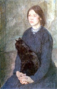 Gwen John - Young Woman Holding a Black Cat (Tate). Free illustration for personal and commercial use.