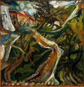 1920, Soutine, Chemin de la Fontaine des Tins at Céret. Free illustration for personal and commercial use.
