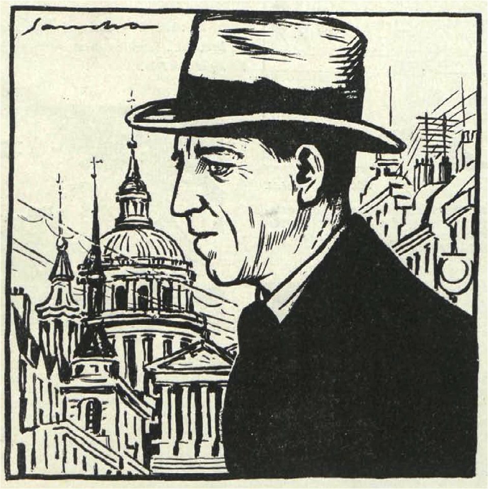 1923-11-18, Buen Humor, Los humoristas por dentro, Sancha, E. Estévez-Ortega, p. 20 (cropped) In the City of London, Autocaricatura de Sancha