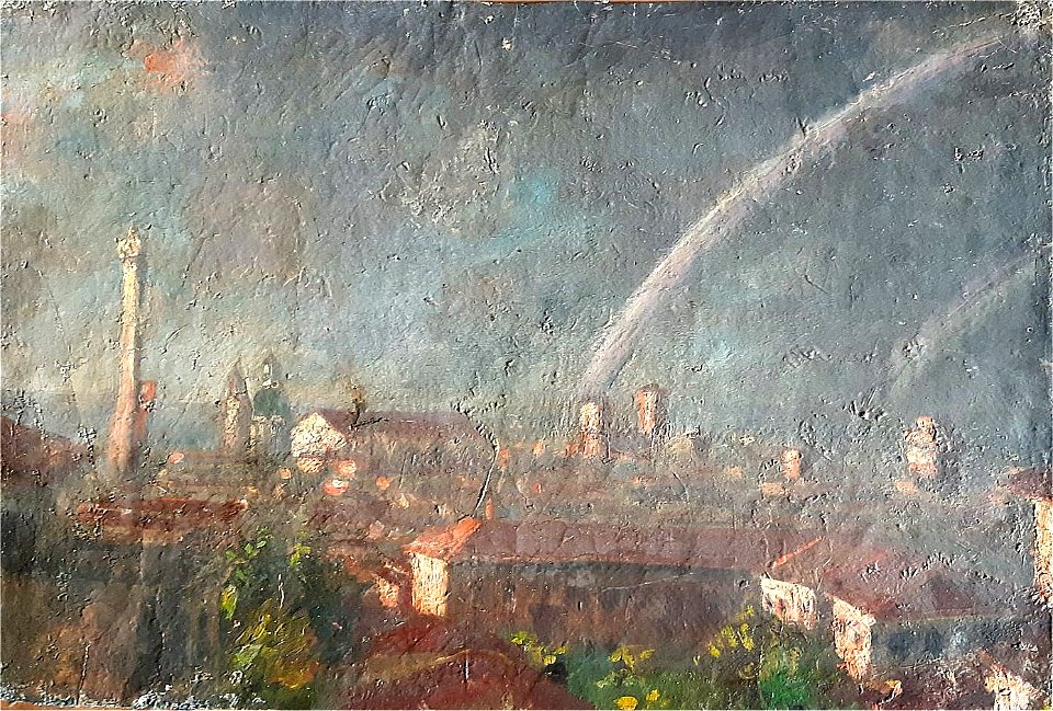 1923-Antonio-Mosca-panorama-di Bologna-con-arcobaleno