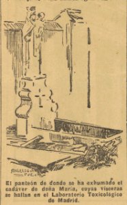 1923-12-28, El Liberal, El panteón de donde se ha exhumado el cadáver de doña María, cuyas vísceras se hallan en el Laboratorio Toxicológico de Madrid, Ángel de La Fuente