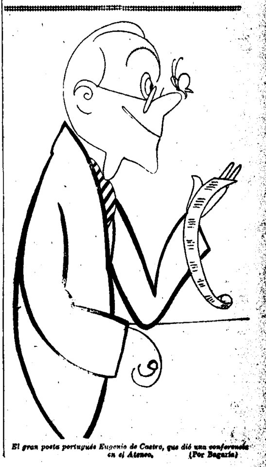 1922-03-14, El Sol, El gran poeta portugués Eugenio de Castro, que dió una conferencia en el Ateneo, Bagaría