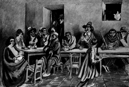 1924-03-29, La Esfera, Rincones del Madrid castizo, Interior de la posada del Segoviano, en la Cava Baja, Sancha (cropped)