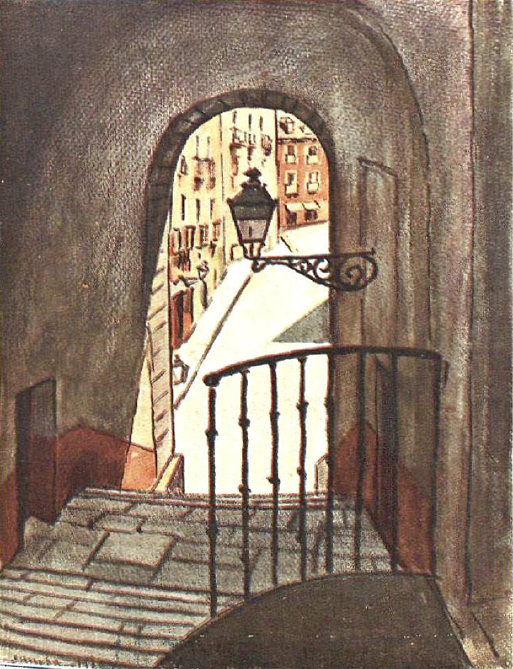 1924-10-18, La Esfera, Madrid viejo, Apuntes sobre el carácter, Luis Bello, Sancha, 02 (cropped) Calle de la Escalerilla de Piedra