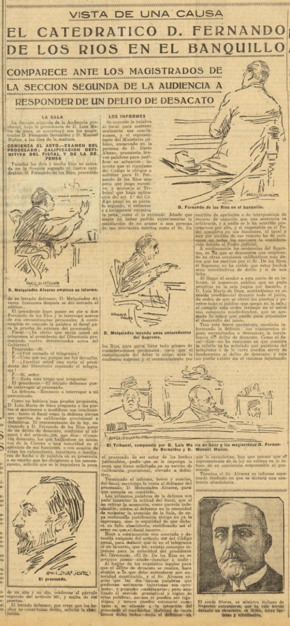 1925-02-27, El Liberal, Vista de una causa, El catedrático D. Fernando de los Ríos en el banquillo
