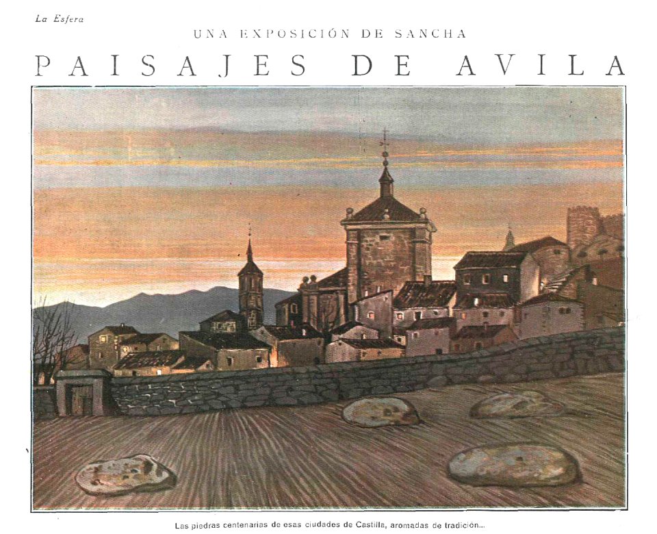 1925-06-06, La Esfera, Una exposición de Sancha, Paisajes de Ávila, Las piedras centenarias de esas ciudades de Castilla, aromadas de tradición, Sancha
