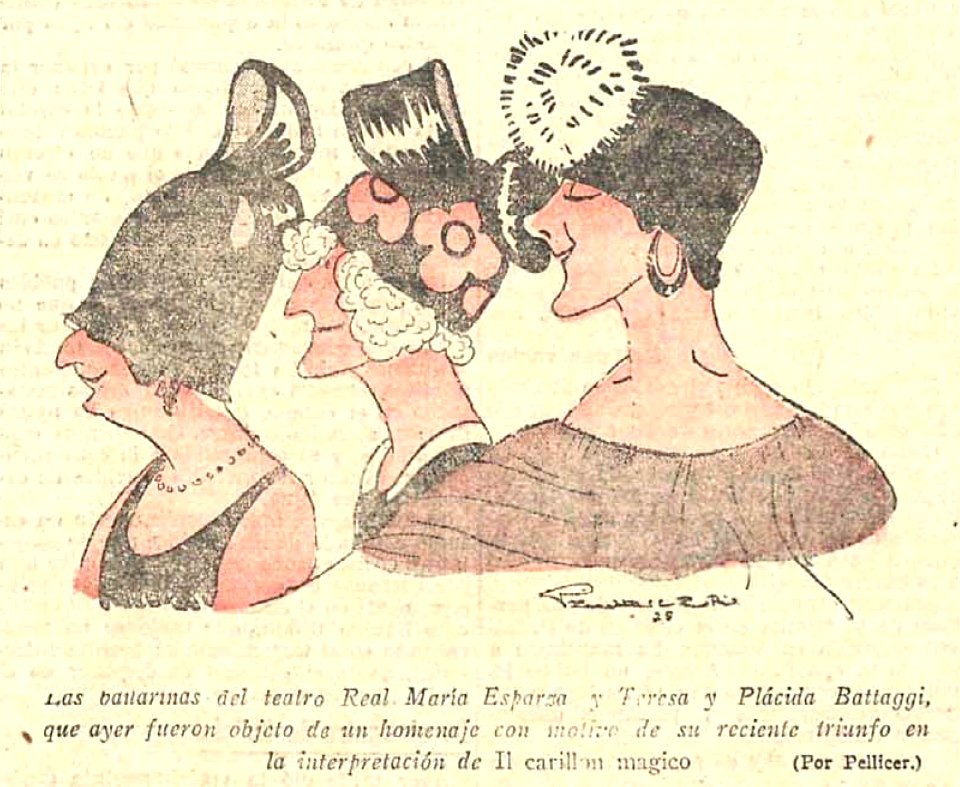 1925-02-22, El Imparcial, Las bailarinas del teatro Real María Esparza y Teresa y Plácida Battaggi, Pellicer