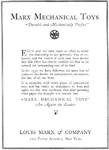 1930 Marx Mechanical Toys Catalog pg 2 s