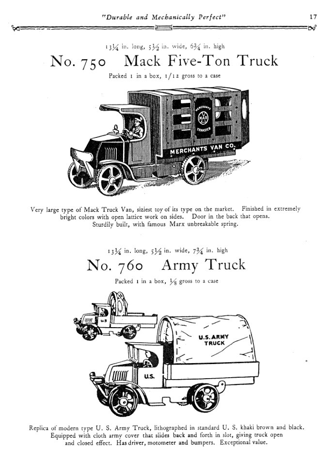1930 Marx Mechanical Toys Catalog pg 17 s