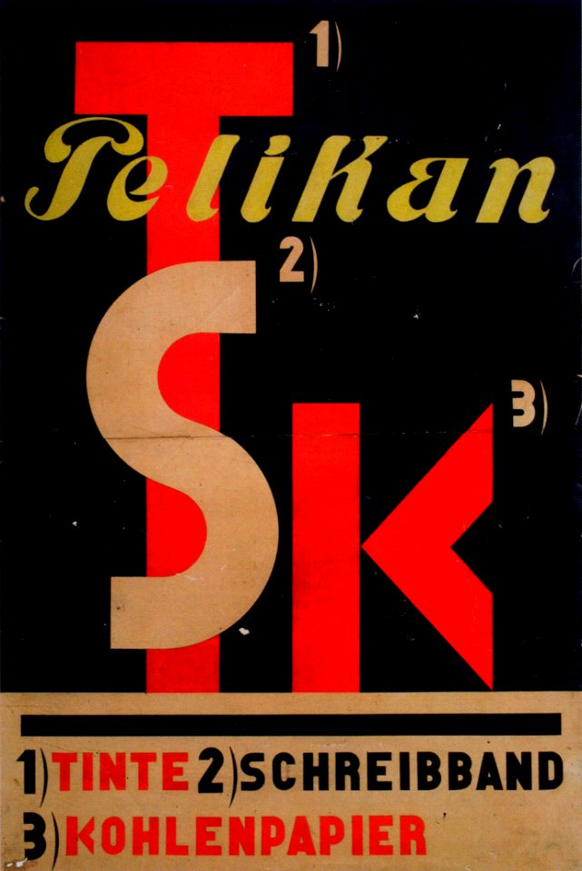 1929 El Lissitzky Plakat Pelikan Tinte Schreibband Kohlenpaper