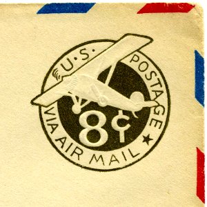 1932 US Airmail Stamped Envelope Indicium - 8 cents. Free illustration for personal and commercial use.