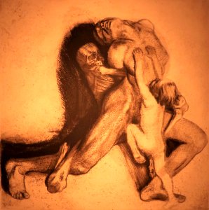 1934 Kollwitz Tod packt eine Frau