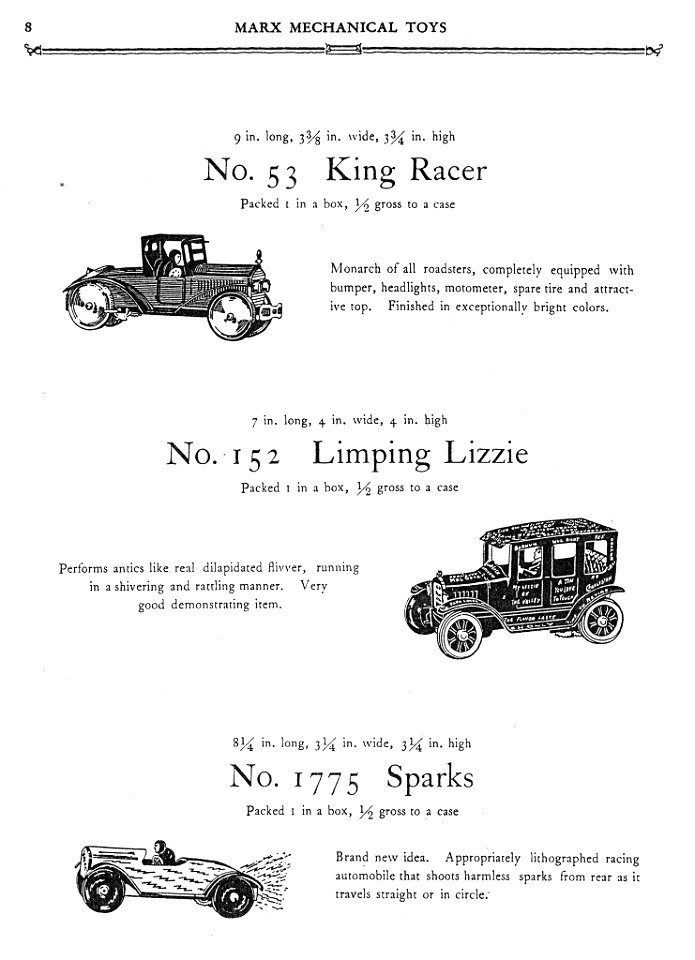 1930 Marx Mechanical Toys Catalog pg 8 s