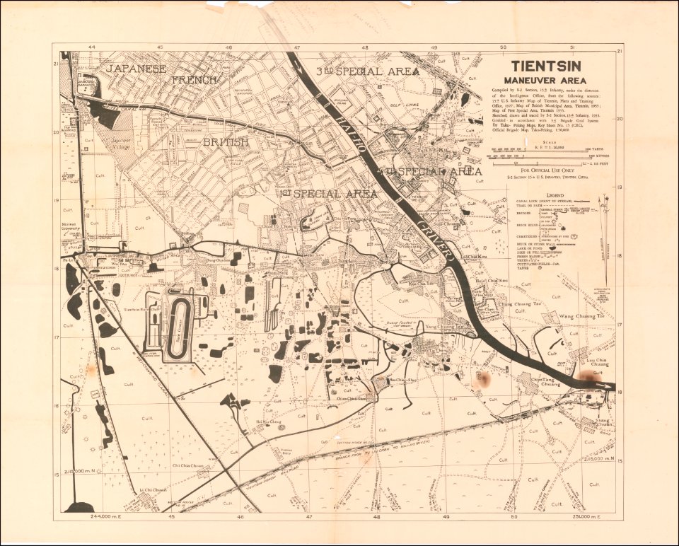 1935 map of the Tientsin Maneuver Area