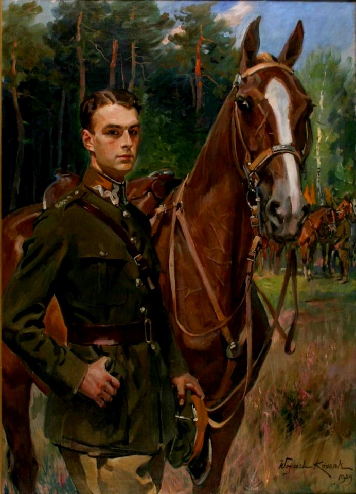 Wojciech Kossak - Portret Stefana Zamoyskiego z koniem 1929