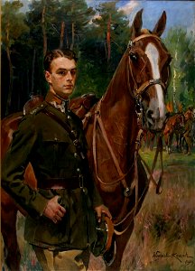 Wojciech Kossak - Portret Stefana Zamoyskiego z koniem 1929