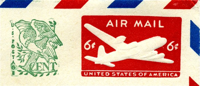 1958 US Airmail Stamped Envelope Indicium - 6+1 cents