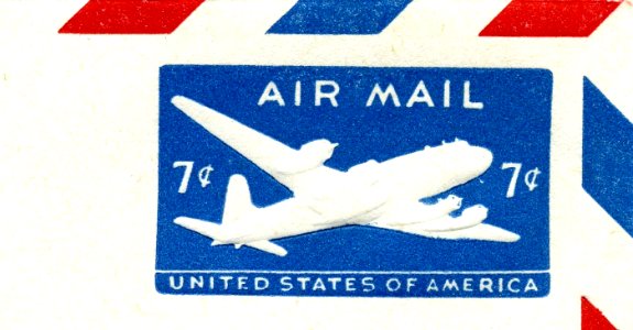 1958 US Airmail Stamped Envelope Indicium - 7cents. Free illustration for personal and commercial use.