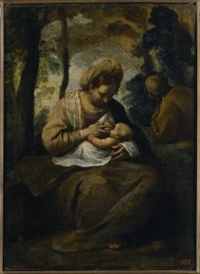 Simone Cantarini - Holy Family (Hermitage). Free illustration for personal and commercial use.