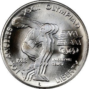 1983 Olympics Silver $1 Obverse