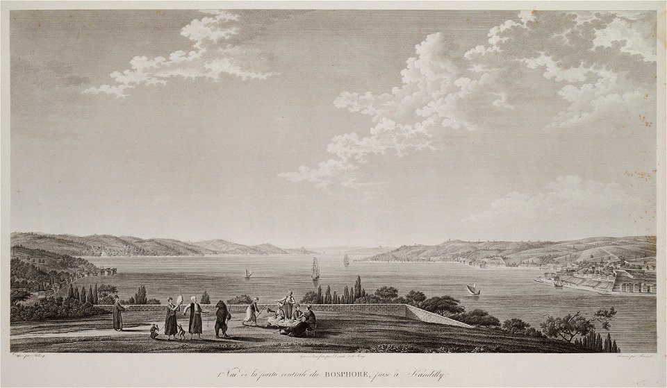1re vue de la partie du Bosphore, prise à Kandilly - Melling Antoine Ignace - 1819