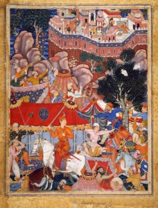 2 Basawan. Assad Ibn Kariba Launches a Night Attack on the Camp of Malik Iraj, Folio from a Hamzanama 1564-69 Metropolitan Museum N-Y