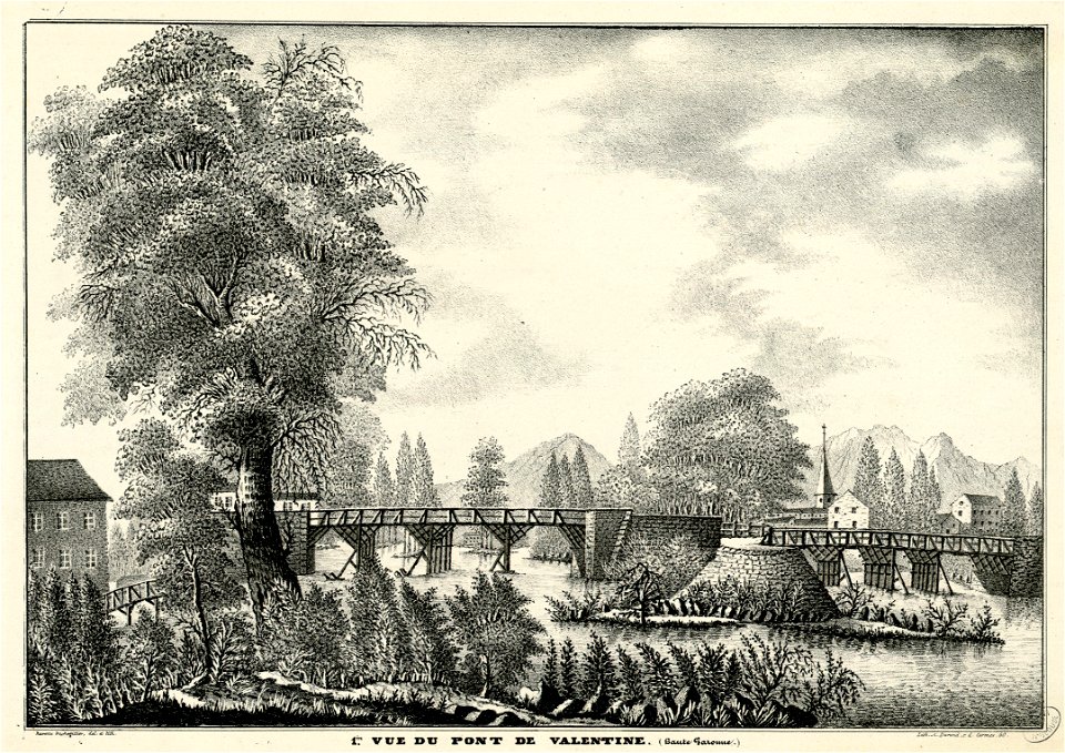 1ère vue du Pont de Valentine (Haute Garonne) - Fonds Ancely - B315556101 A HUREAUBACHEVILLIER 009