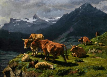 2012 CSK 06210 0042A rosa raymond bonheur cattle and sheep in an alpine landscape)