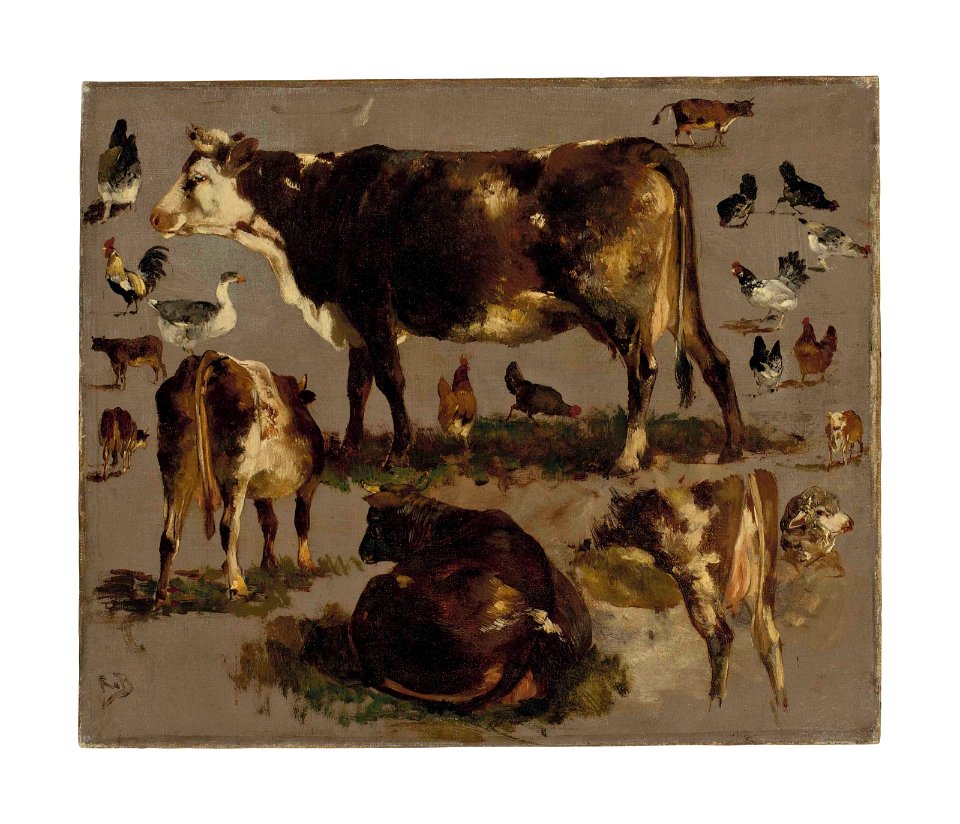 2015 NYR 03711 0093 rosa bonheur studies of cows hens roosters a goose and a sheep)