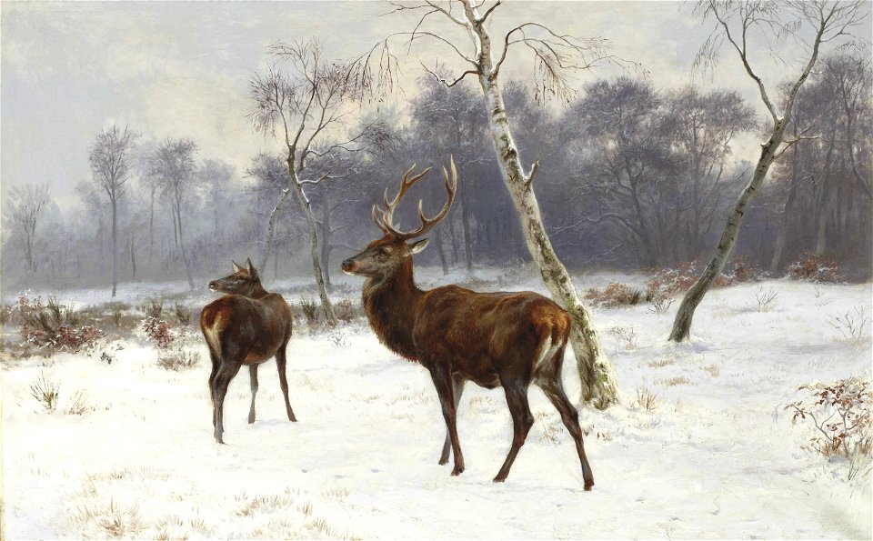 2013 PAR 03547 0063 rosa bonheur cerf et biche dans un paysage enneige)