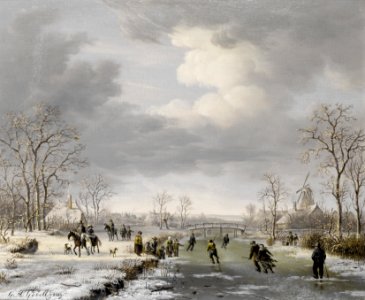 2017-02 Gerrit Hendrik Gobell - Skating on the outskirts of a village in winter