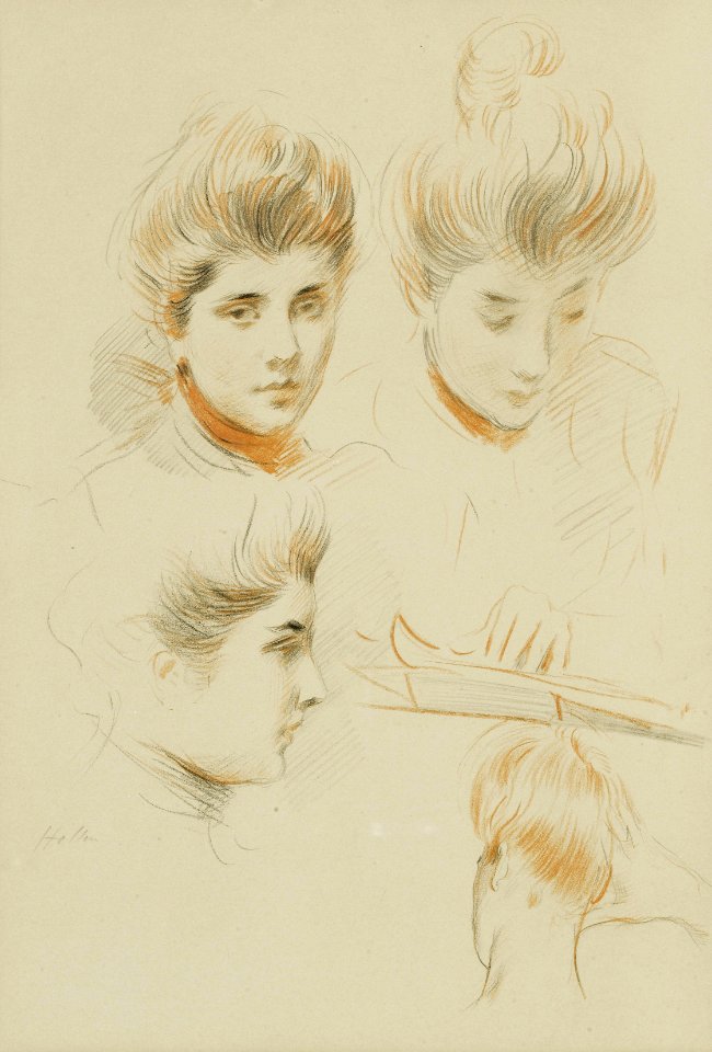 2017-02 Paul César Helleu - Studies of the head of a young woman