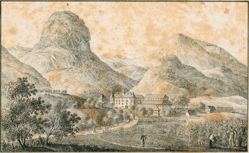 210 Schloss Osterwitz, St. Georgen am Tabor, Ojstricia - J.F.Kaiser Lithografirte Ansichten der Steiermark 1830 (2)