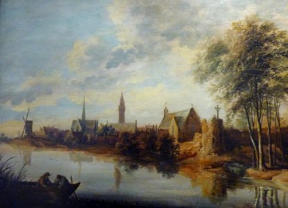 221 Jan van Goyen Vue d'un village bordant une rivière