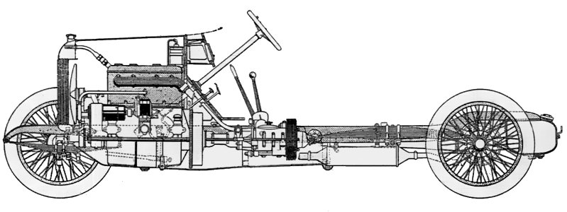 20hp Minerva chassis, side elevation (Autocar Handbook, Ninth edition)