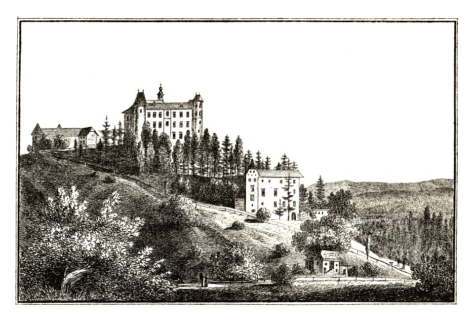 224 Schloß Plankenwarth, St. Oswald - J.F.Kaiser Lithografirte Ansichten der Steiermark 1830