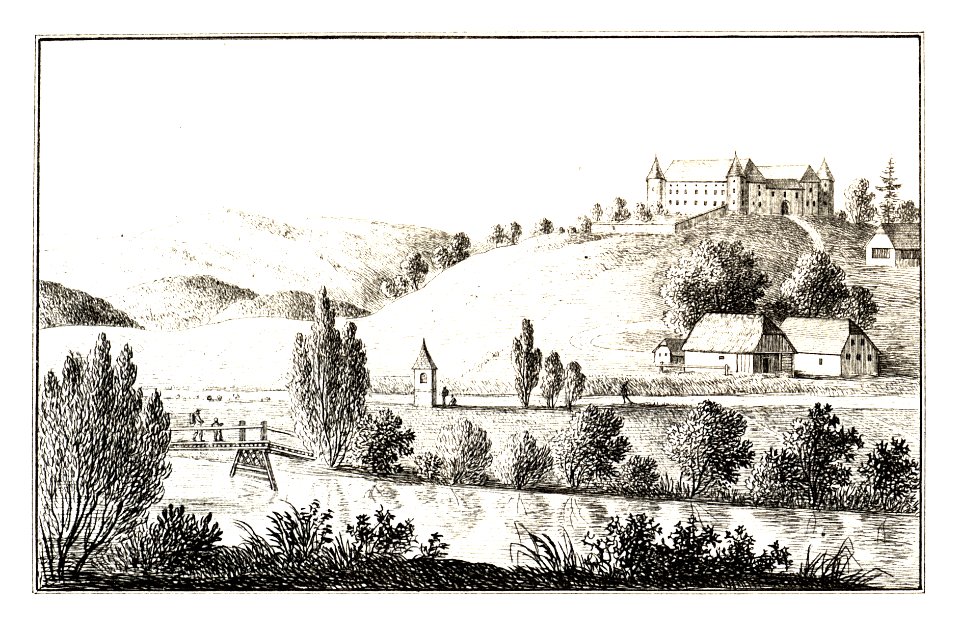 227 Schloss Pogled im Cillier Kreis - lith. v. Wachtl - J.F.Kaiser Lithografirte Ansichten der Steiermark 1830