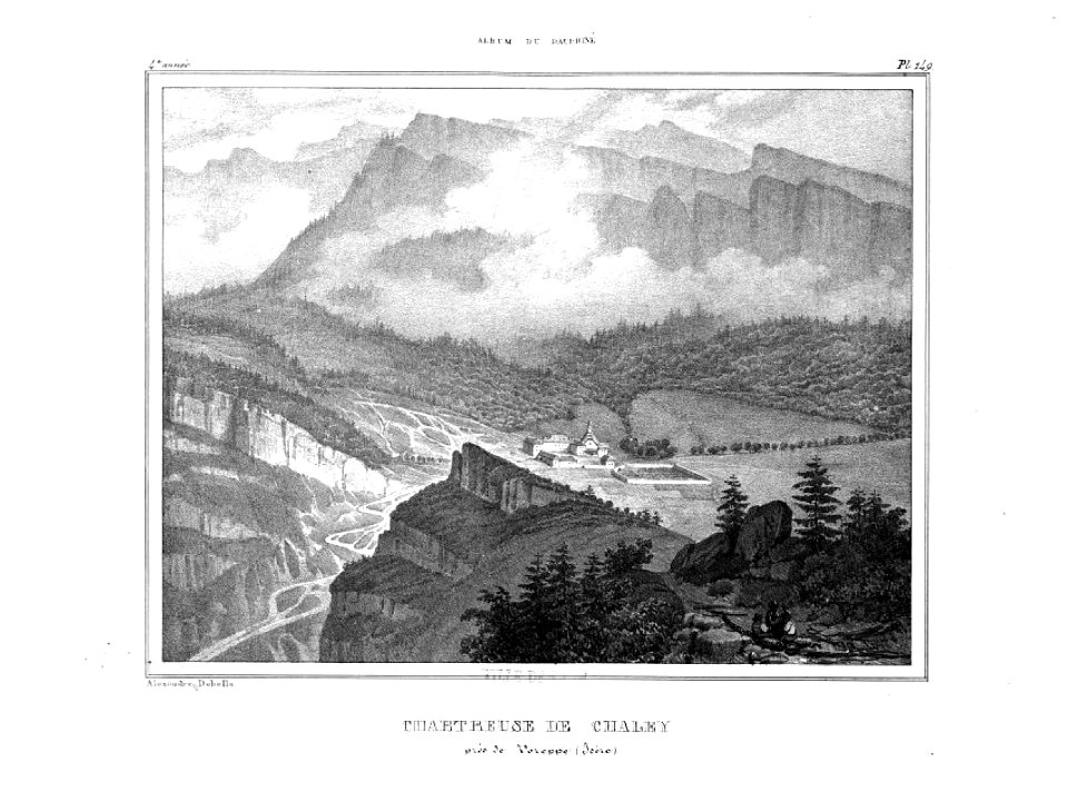 232 album dauphiné, Chartreuse de Chaley, vue de Voreppe, by AD
