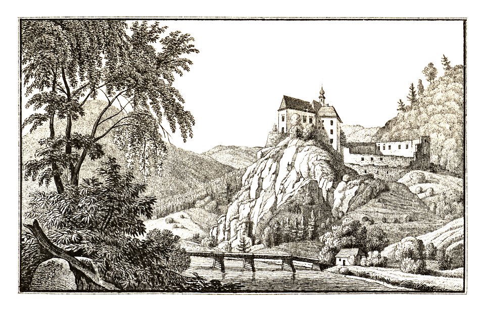 235 Schloss Rabenstein - Rothleiten - lith. Folwarczni - J.F.Kaiser Lithografirte Ansichten der Steiermark 1830