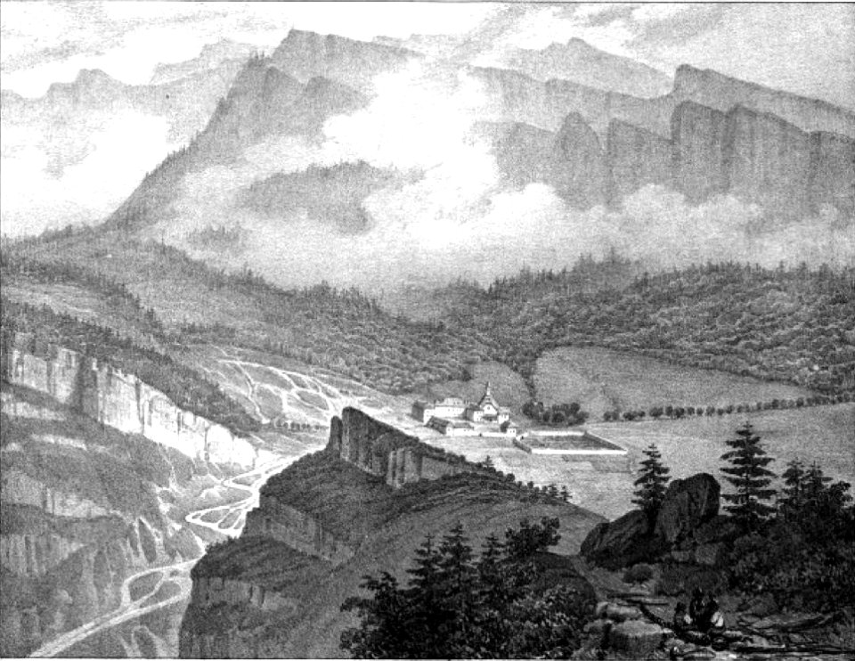 232 album dauphiné, Chartreuse de Chaley, vue de Voreppe, by AD cropped