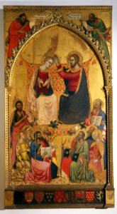 24 Jacopo di Cione. Incoronazione della Vergine e santi (350x190cm) 1372-73 Galleria dell'Accademia, Florence
