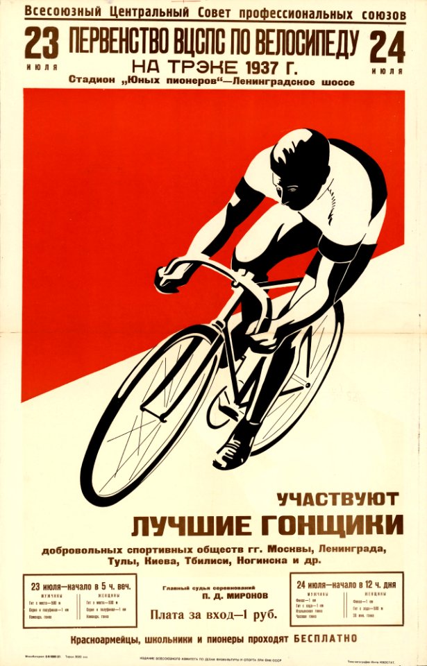 23—24 июля. Первенство ВЦСПС по велосипеду на треке 1937