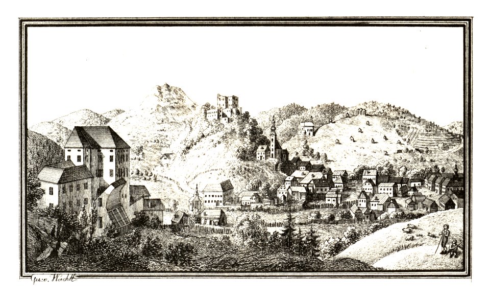 248 Rohitsch — Rogatec, Markt Roitsch mit dem Schloss Sterrmoll - J.F.Kaiser Lithografirte Ansichten der Steiermark 1830