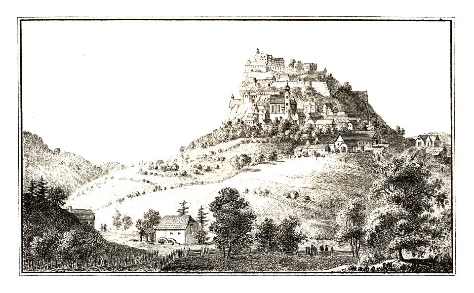 244 Schloss Riegersburg - J.F.Kaiser Lithografirte Ansichten der Steiermark 1830