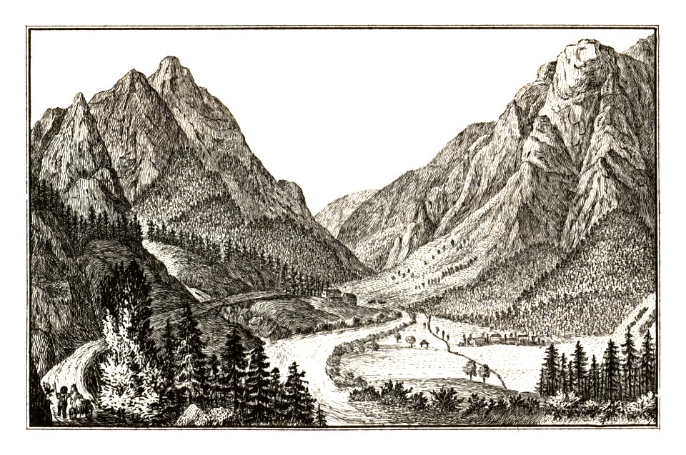 257 Ansicht des Salzathales im Brucker Kreis - lith. Anton Schiffer, J.F.Kaiser Lithografirte Ansichten der Steiermark 1830