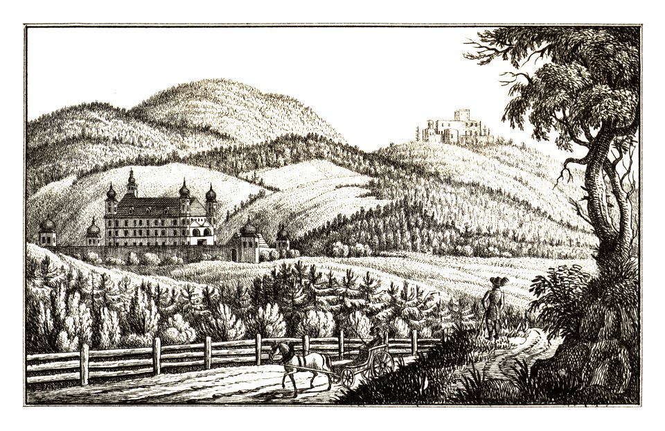 273 Das hochfürstliche Schwarzenbergische Schloss Schrattenberg, Kreis Judenburg, gez. von S. Kölbl - J.F.Kaiser Lithografirte Ansichten der Steiermark 1830