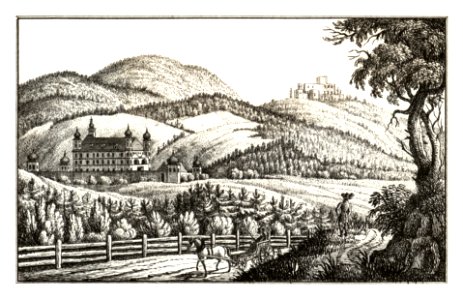 273 Das hochfürstliche Schwarzenbergische Schloss Schrattenberg, Kreis Judenburg, gez. von S. Kölbl - J.F.Kaiser Lithografirte Ansichten der Steiermark 1830